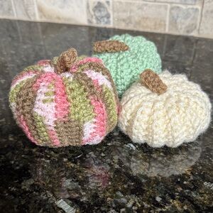 Handmade Knitted Pumpkins Set
